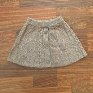 Zara Little Girls (4-5 yrs) Cable Knit Pull-On Skirt Brown Faux Buttons RN 77302